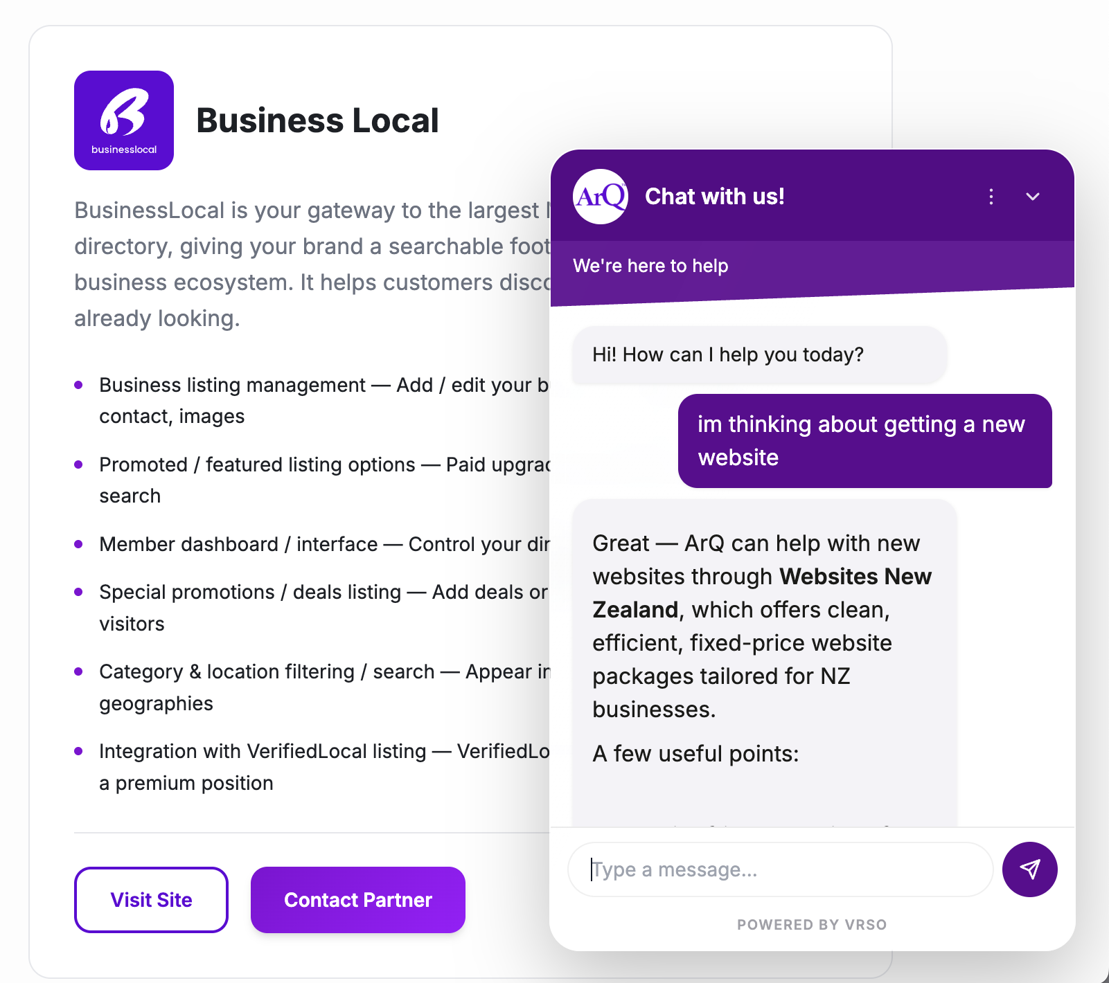 vrso onboarding wizard